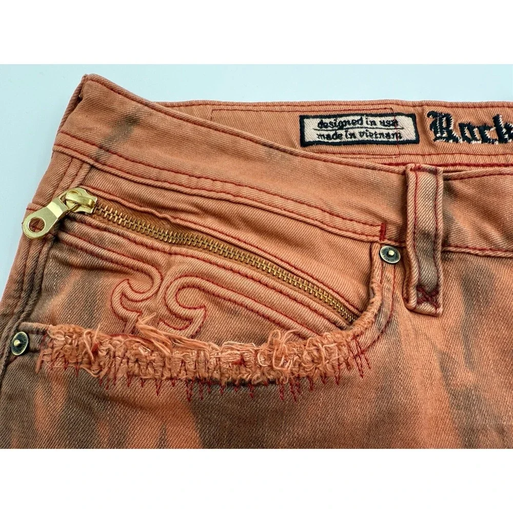 ROCK REVIVAL Moto Ivan Jeans Size 40 x 31 Orange Biker Rock Grunge Brand New